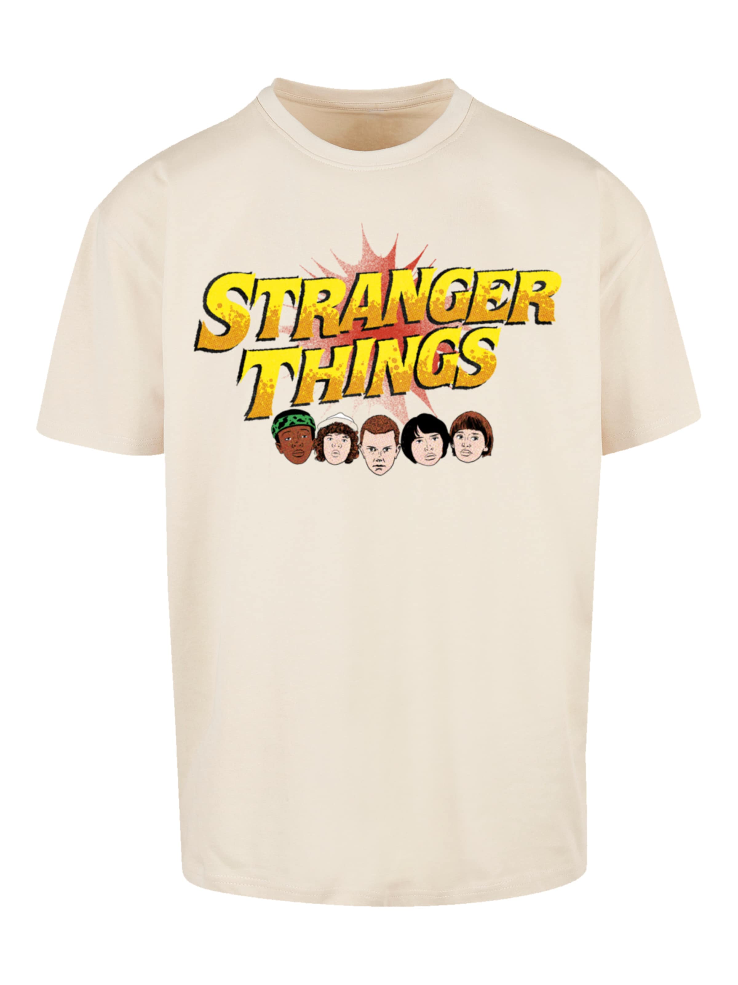 F4NT4STIC Shirt 'Stranger Things Comic Heads Netflix TV Series' in Beige: voorkant