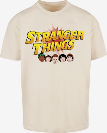 T-Shirt 'Stranger Things Comic Heads Netflix TV Series' F4NT4STIC en beige : devant