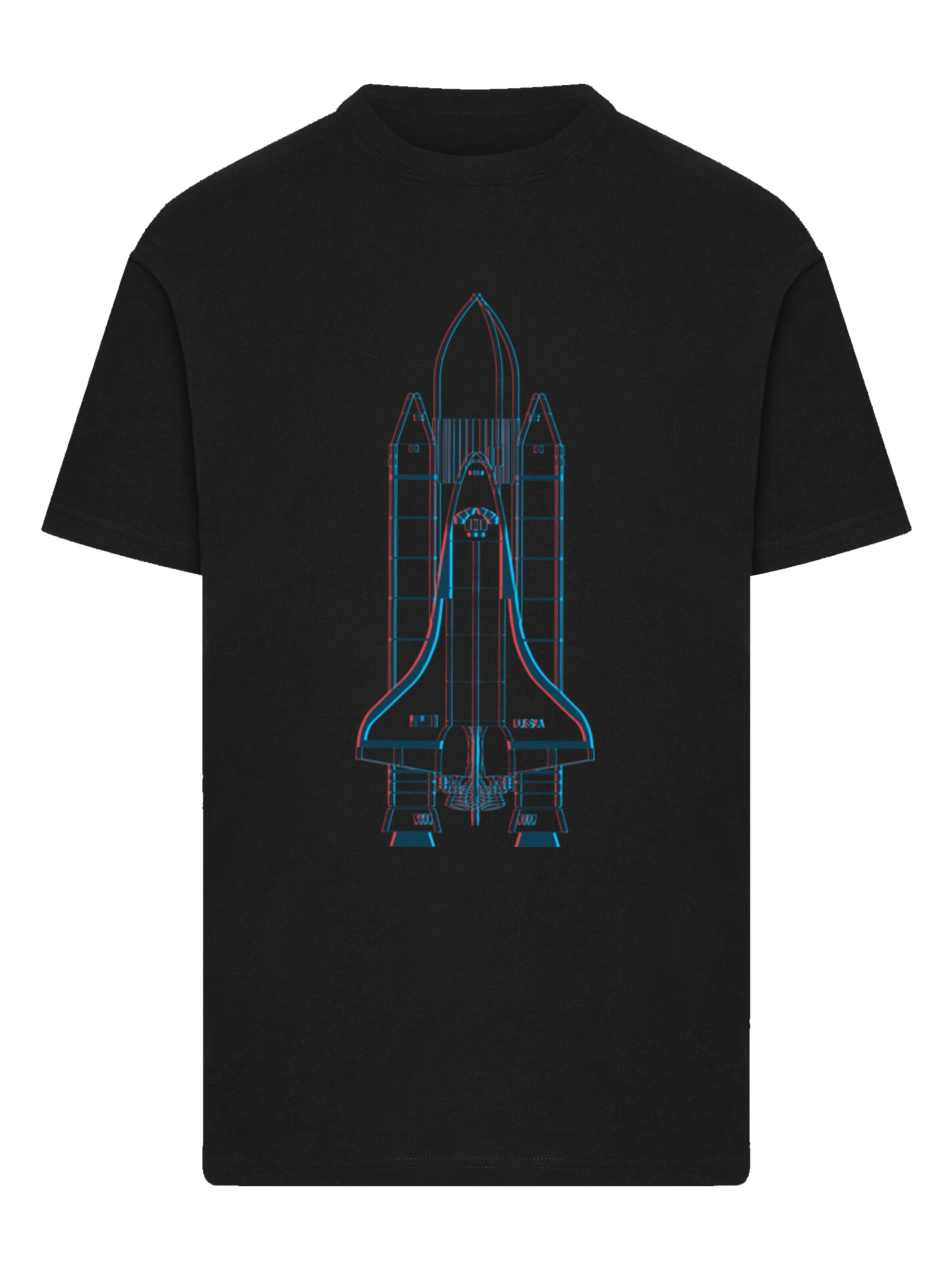 F4NT4STIC Shirt 'NASA Space Shuttle Enterprise Two Tone' in Black: front