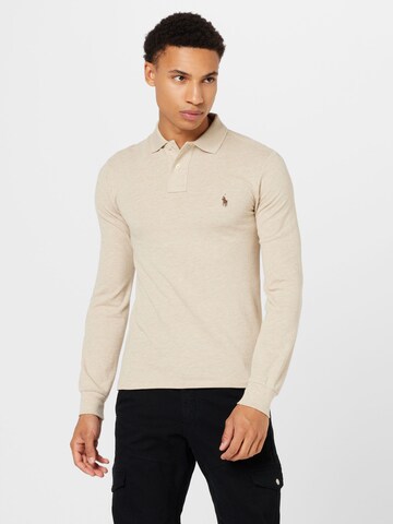 Coupe slim T-Shirt Polo Ralph Lauren en beige : devant