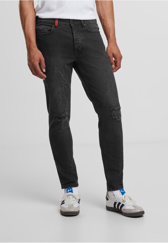 2Y Premium Slimfit Jeans in Schwarz: Vorderseite