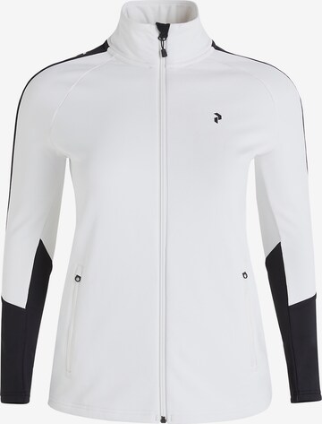 PEAK PERFORMANCE Athletic Fleece Jacket 'Rider' in White: front