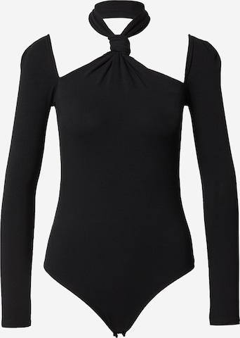 NU-IN Shirt Bodysuit in Black: front