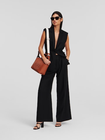 Karl Lagerfeld Wide leg Bandplooibroek in Zwart