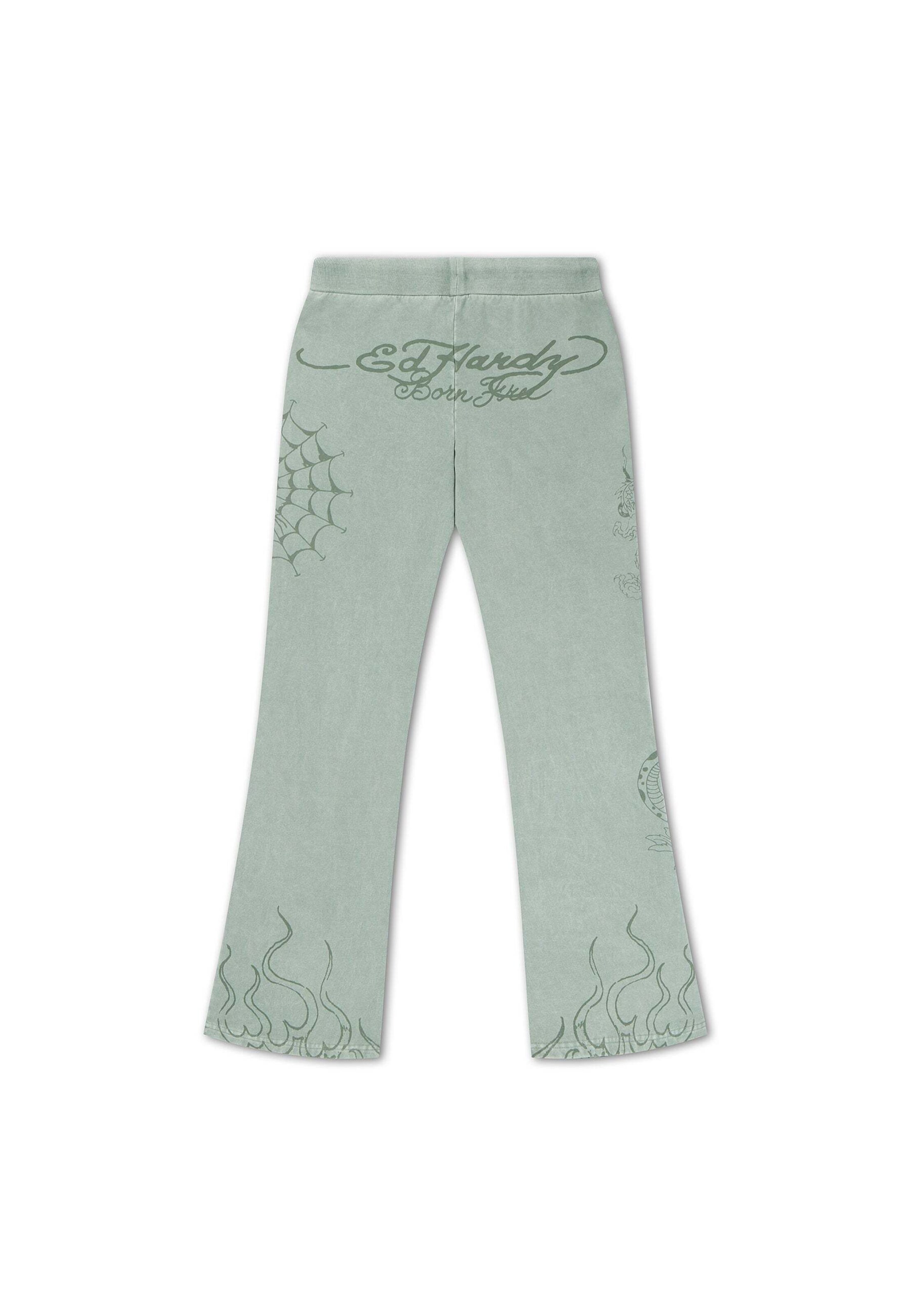 Regular Pantalon Ed Hardy en vert : derrière