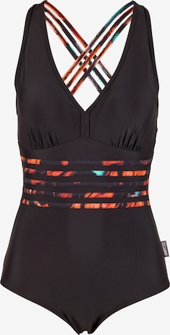 BECO the world of aquasports Bralette Swimsuit 'Feathers' in Black: front