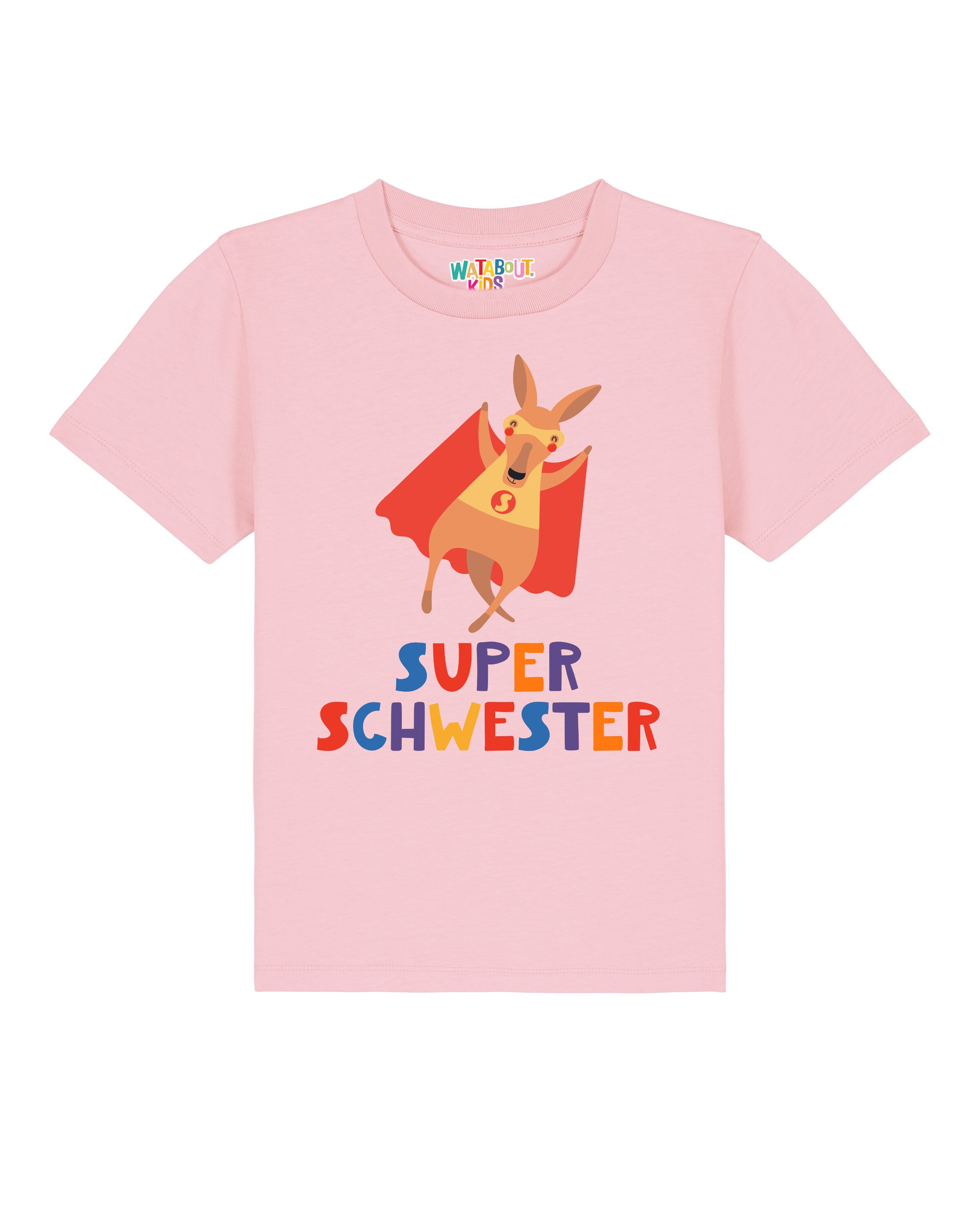 T-Shirt 'Känguru Superschwester' watabout.kids en rose : devant