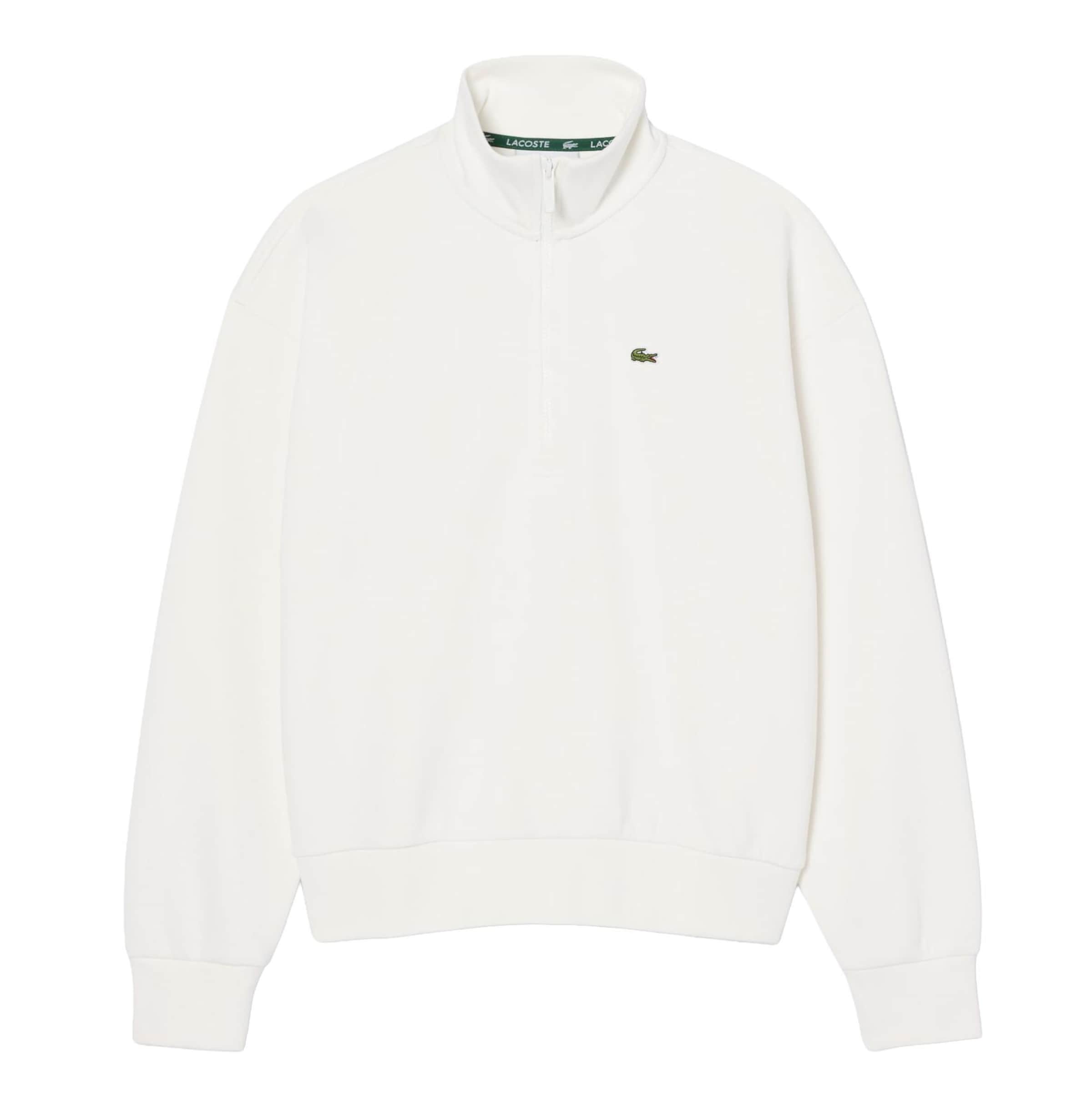 LACOSTE Zip-Up Hoodie in White: front