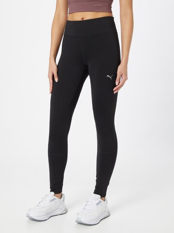 PUMA Skinny Workout Pants 'BRUSHED' in Black: front