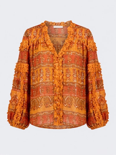 Miss June Blusa 'Blouse Glossy' en S-M en naranja, Vista del producto