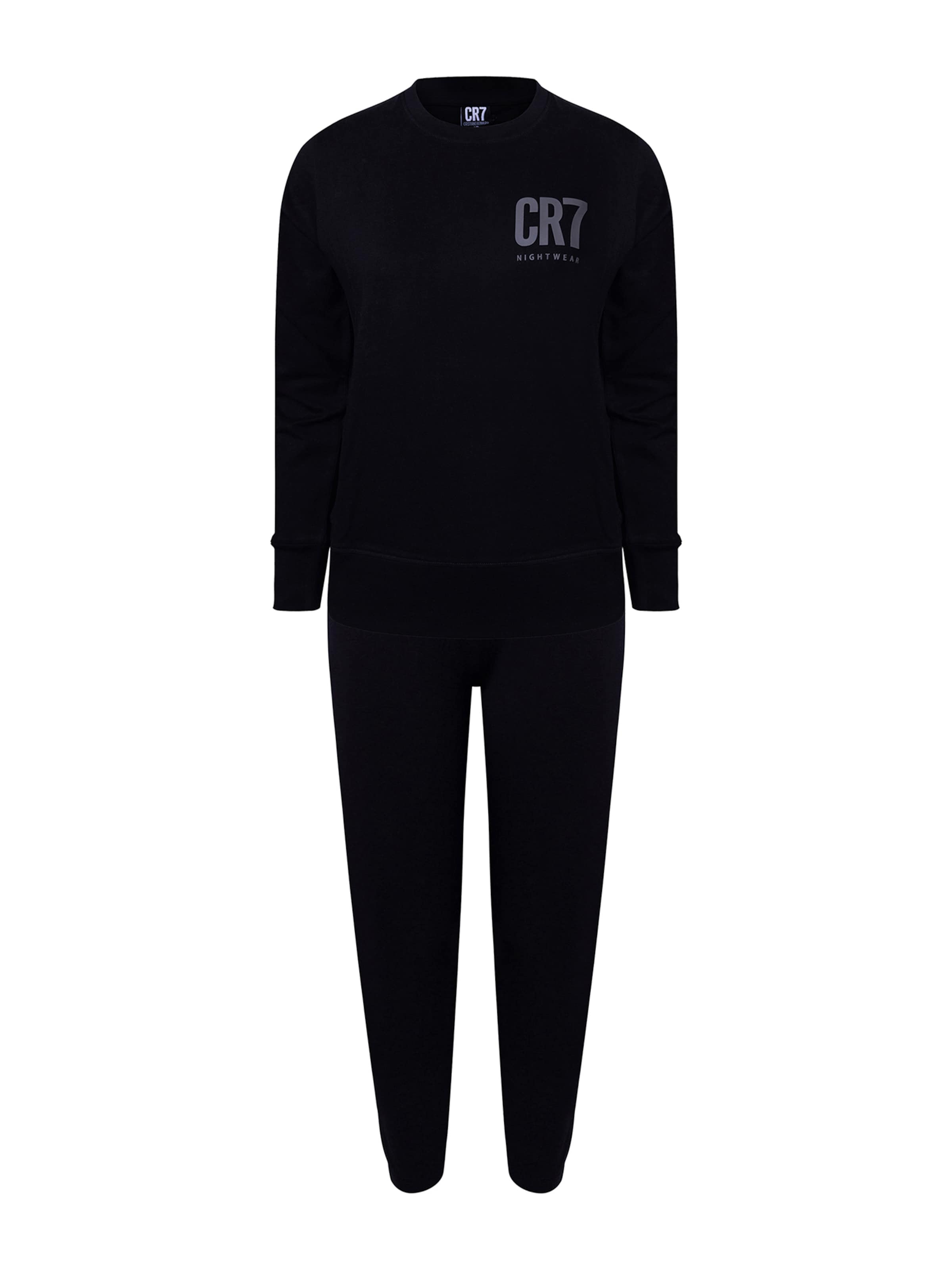 CR7 - Cristiano Ronaldo - Pijama ' Boys BASIC Long ' en negro: frente