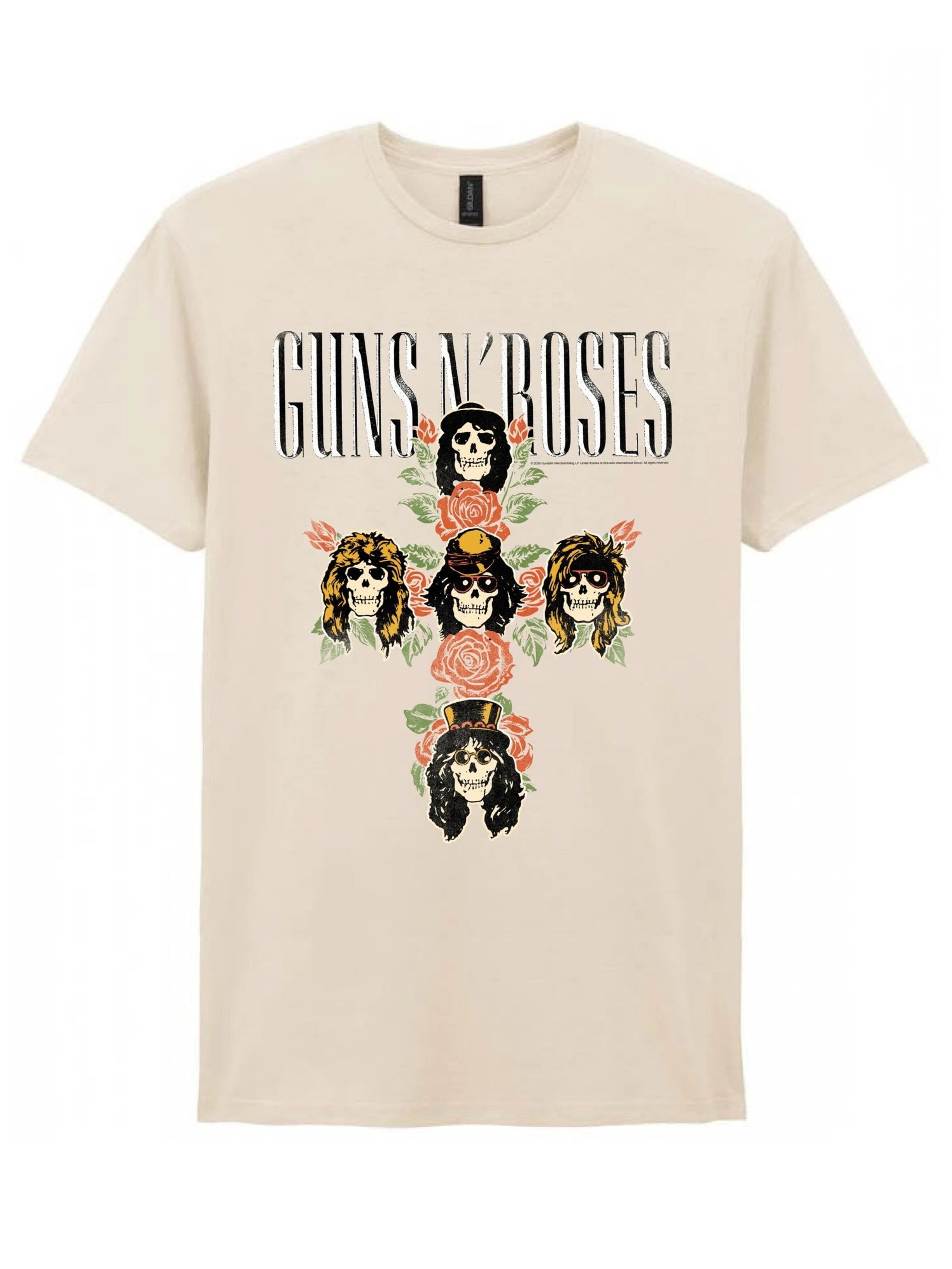 GUNS N' ROSES Shirt 'Guns N´Roses Rose Cross T-Shirt' in White: front