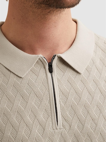 VANGUARD - Camiseta 'VANGUARD - Polo shirt in cotton/modal with zipper closure' en beige