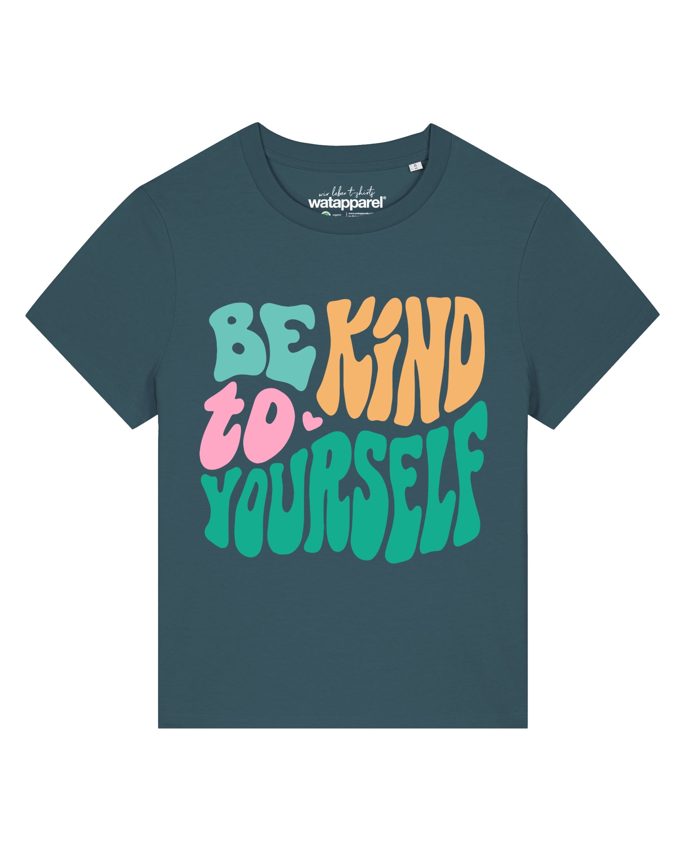 Watapparel Shirt 'Be kind to yourself' in Groen: voorkant