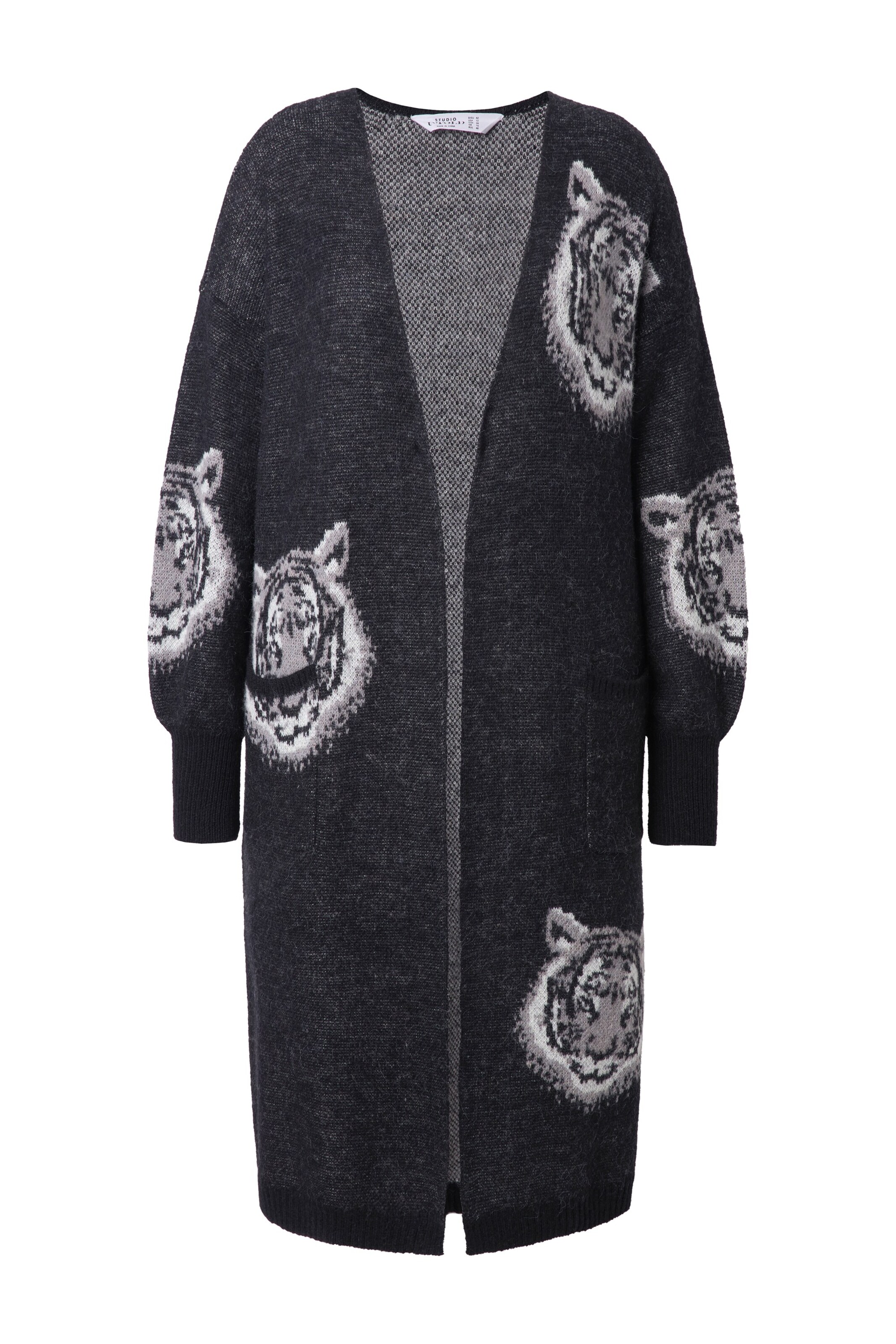 Studio Untold Strickjacke in grau / hellgrau / schwarzmeliert, Produktansicht