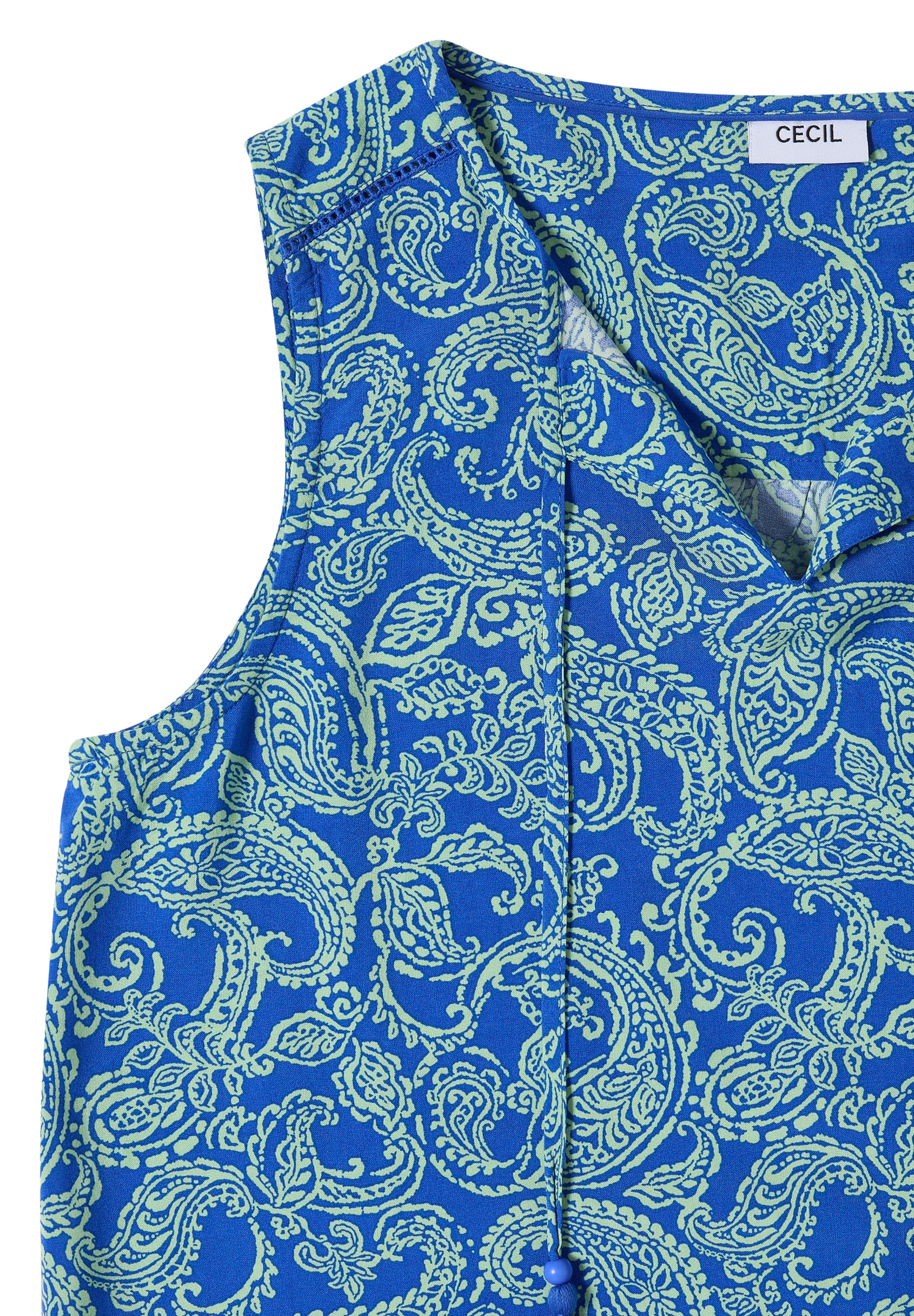 CECIL Blusentop mit Split Neck und Print in Blau