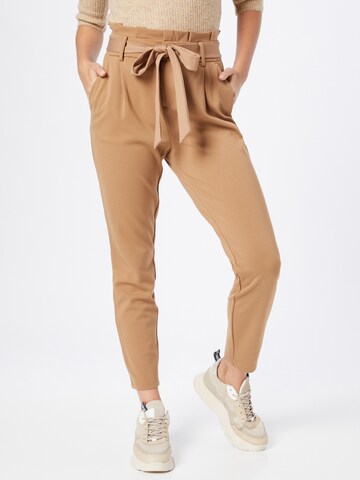 ONLY Tapered Pants 'POPTRASH YO EASY' in Brown: front