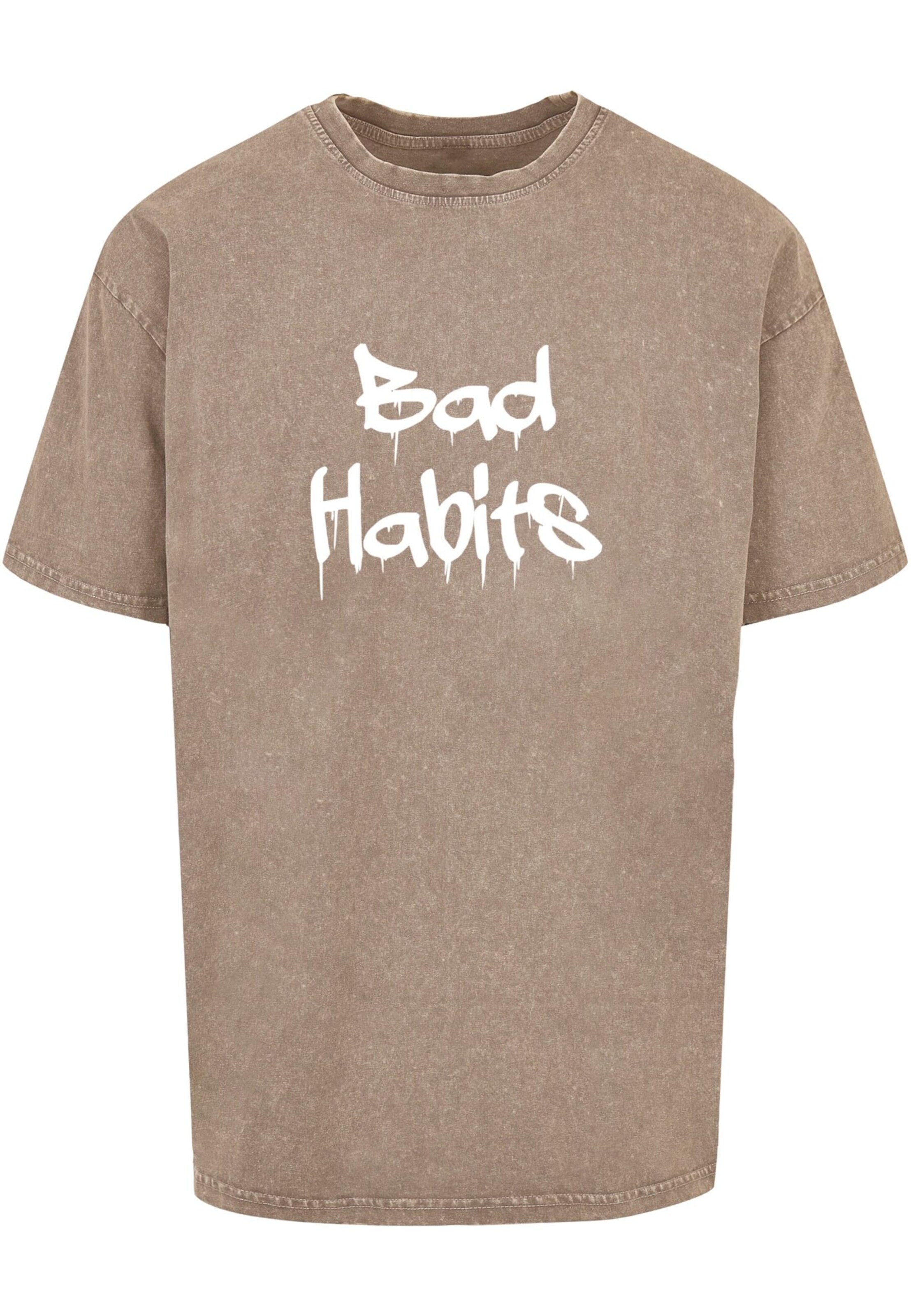 Merchcode Shirt 'Bad Habits' in Bruin: voorkant