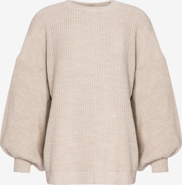 SASSYCLASSY Oversized Sweater in Beige: front