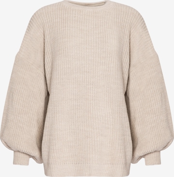 SASSYCLASSY Oversized Sweater in Beige: front