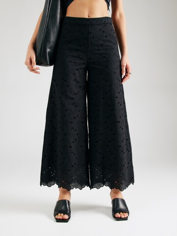 King Louie Wide leg Broek 'Ethel' in Zwart: voorkant