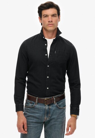 Superdry & Co Regular Fit Hemd 'Essential' in Schwarz: Vorderseite