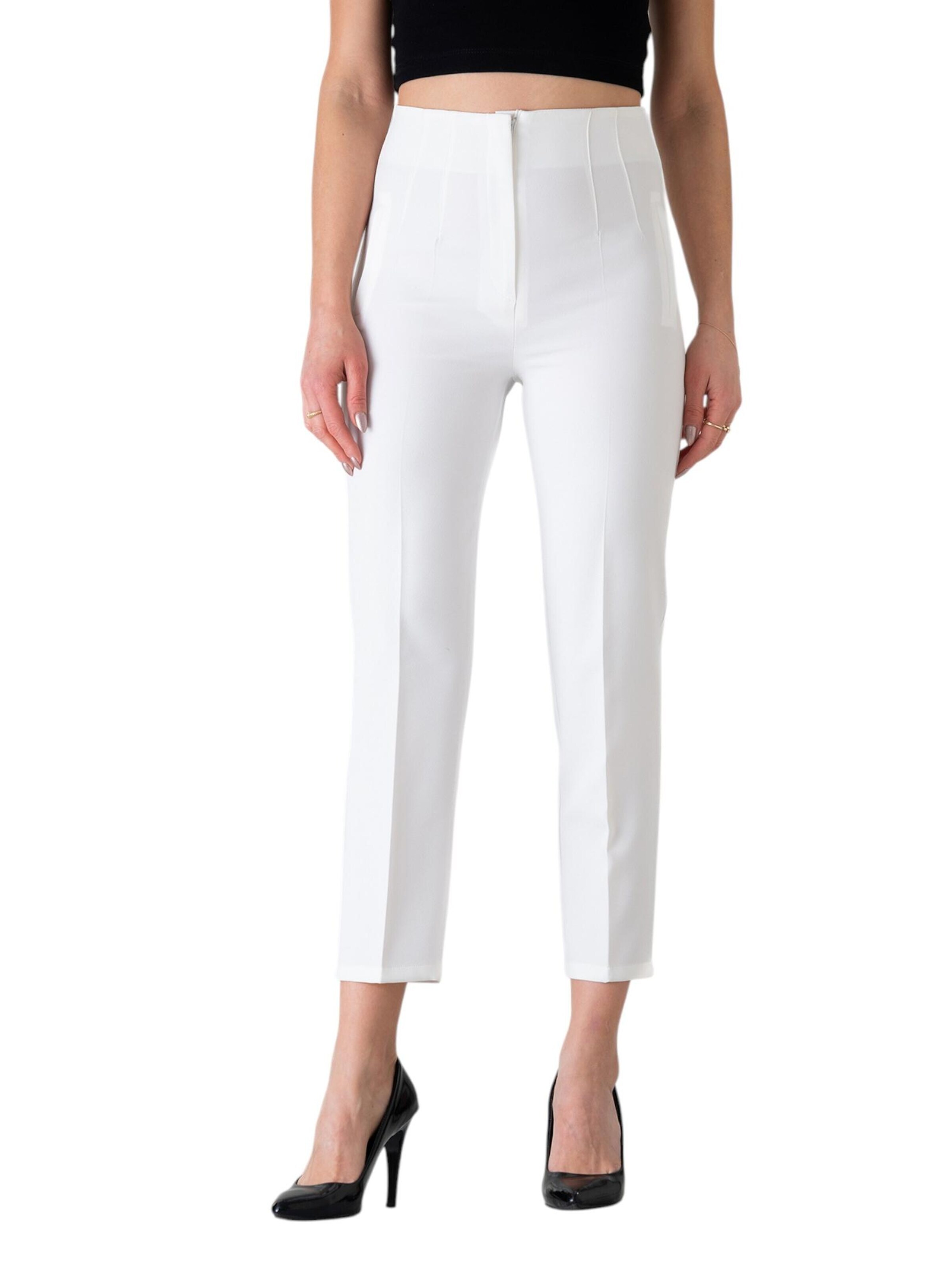 fashionshowcase Slim fit Pleated Pants 'Alessia' in White