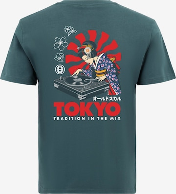 Oldskull Shirt 'Asian Neon Djane' in Blue: front