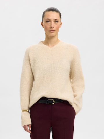 SELECTED Neulepaita 'SLFSIA' värissä beige: etupuoli