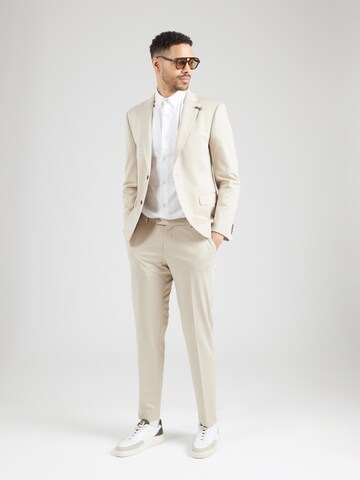 bugatti Slim fit Pleated Pants in Beige