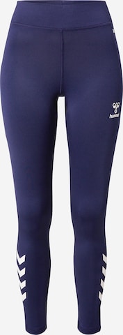 Hummel Skinny Sportbroek in Blauw: voorkant