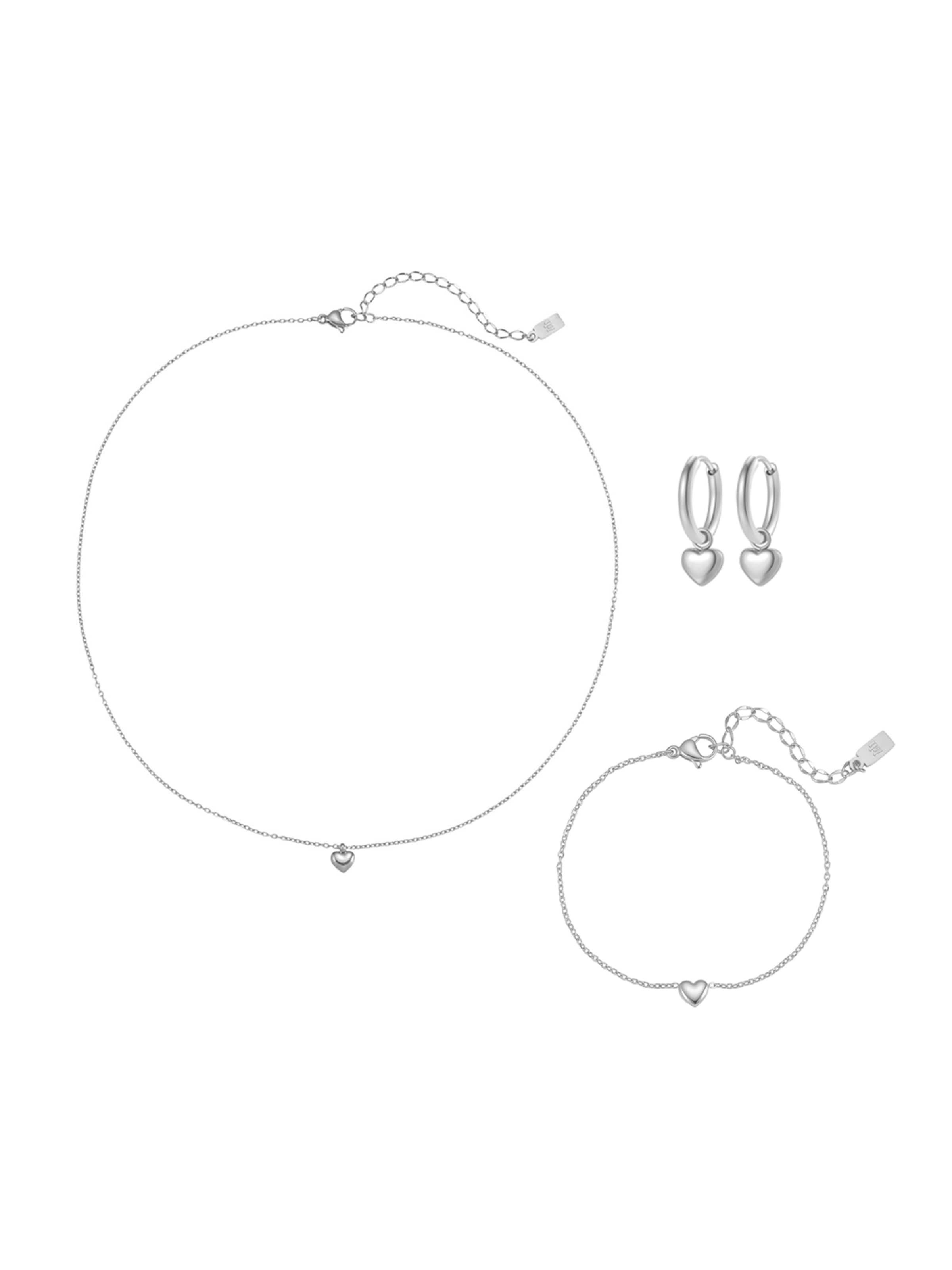 Hey Happiness - Conjunto de joyería 'Heart Squad' en plata: frente