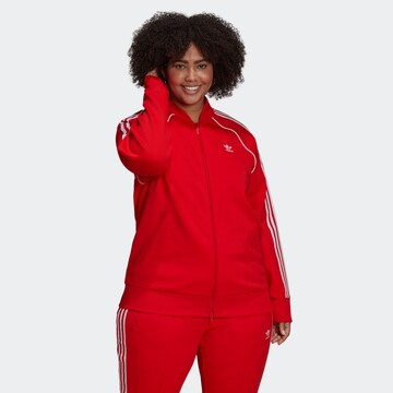 ADIDAS ORIGINALS Zip-Up Hoodie 'Primeblue' in Red: front