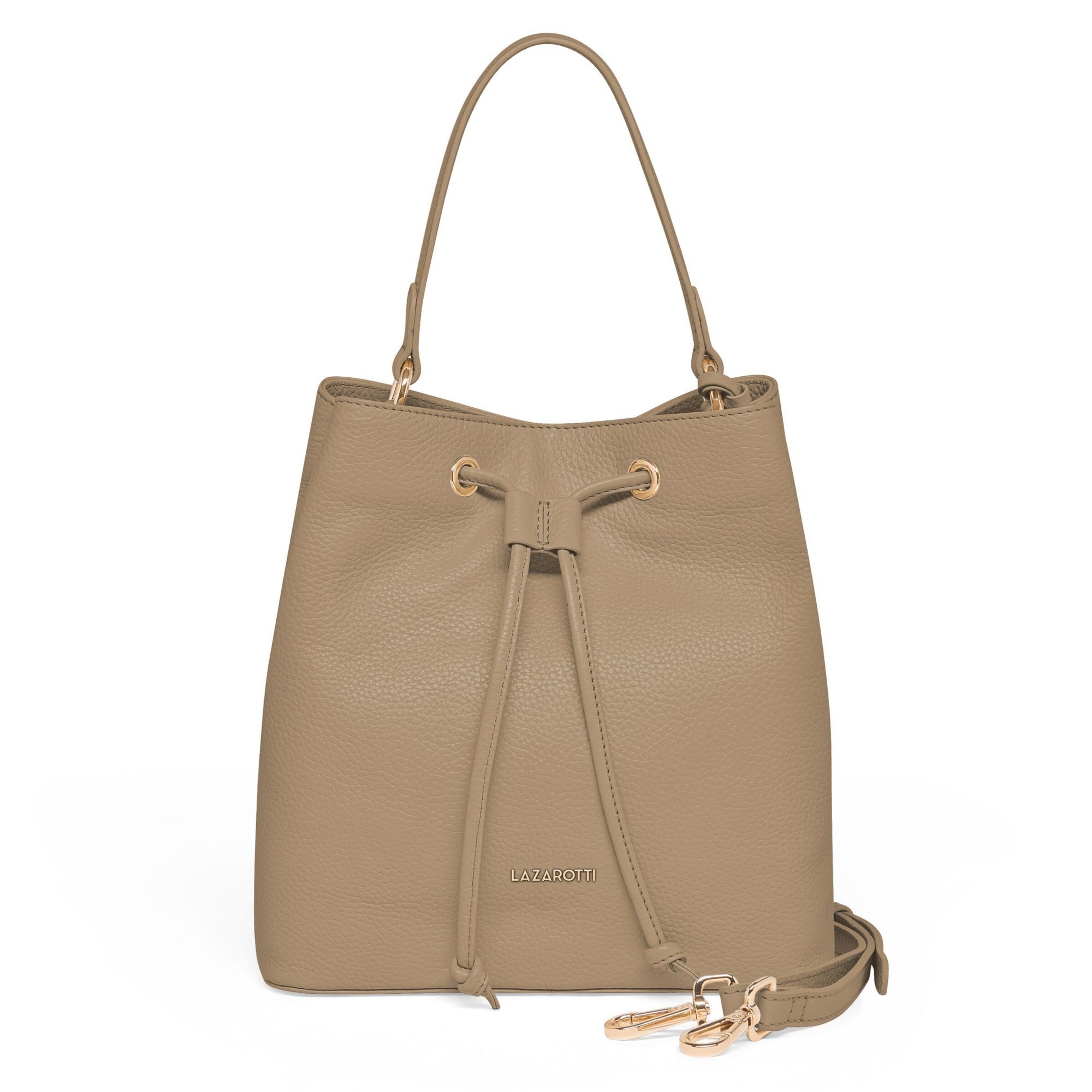 Borsa a sacco 'Bologna' di Lazarotti in beige: frontale