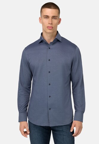 Boggi Milano Slim fit Overhemd in Blauw: voorkant
