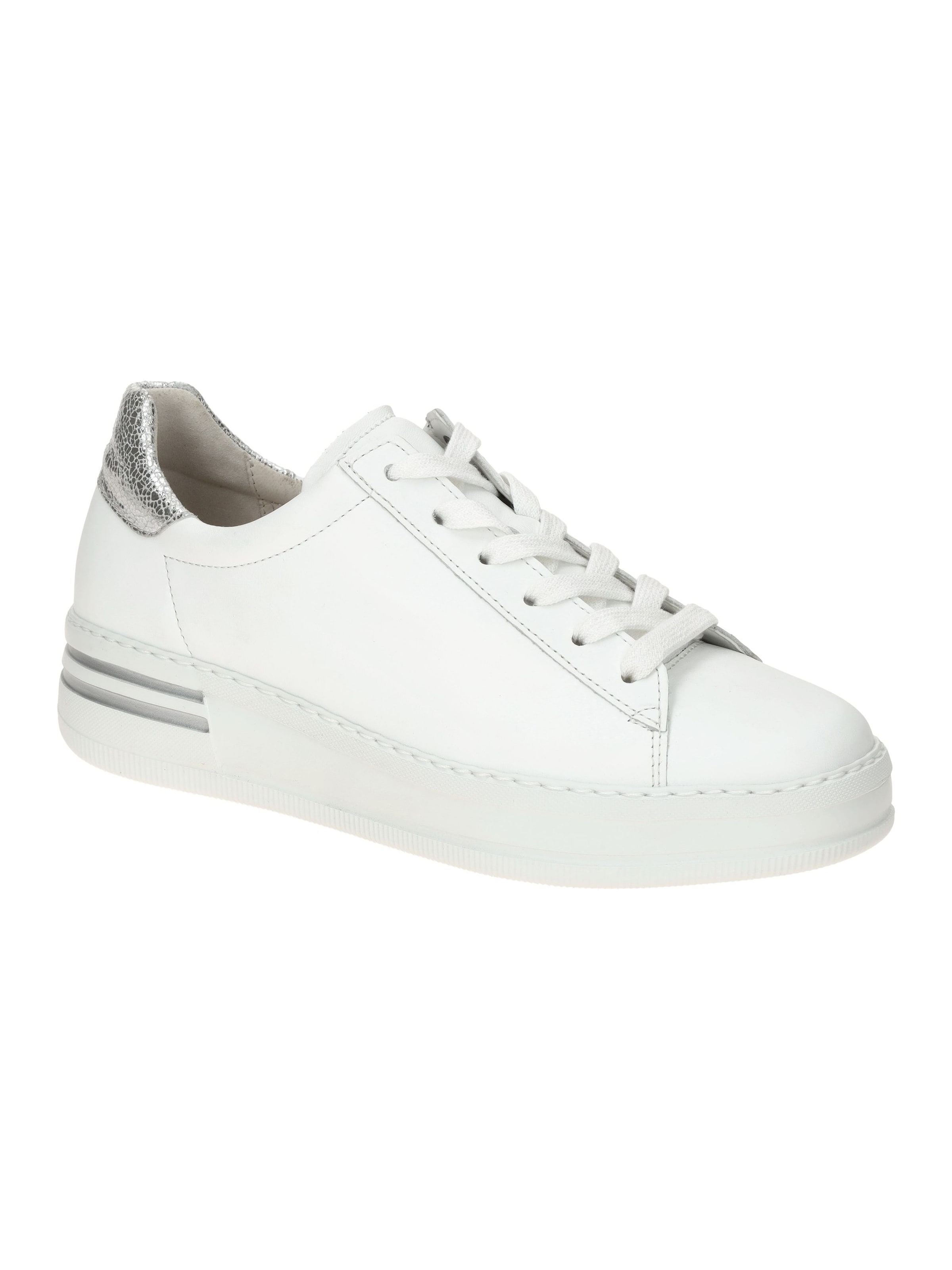 GABOR Schnürschuh 'Gabor Comfort Florenz Sneakers weiß silber metallic 86.395.51'‌‌‌‌‌‌‌‌‌ in Weiß: Vorderseite