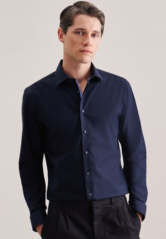 Coupe slim Chemise business SEIDENSTICKER en bleu : devant