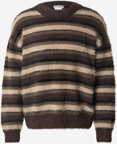 WEEKDAY Pulover 'Daniel' u bež / čokolada / zelena / crna, Pregled proizvoda