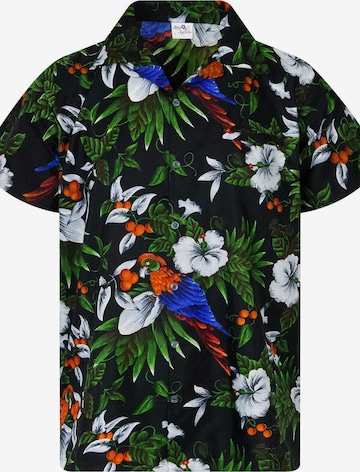 King Kameha Shirt 'Cherryparrot' in Schwarz: Vorderseite