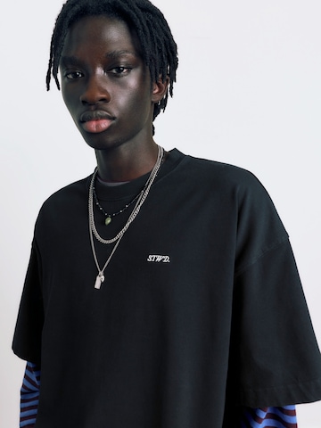 Pull&Bear T-Shirt 'STWD DIVISION' in Schwarz