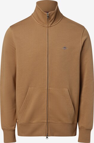 GANT Zip-Up Hoodie in Brown: front