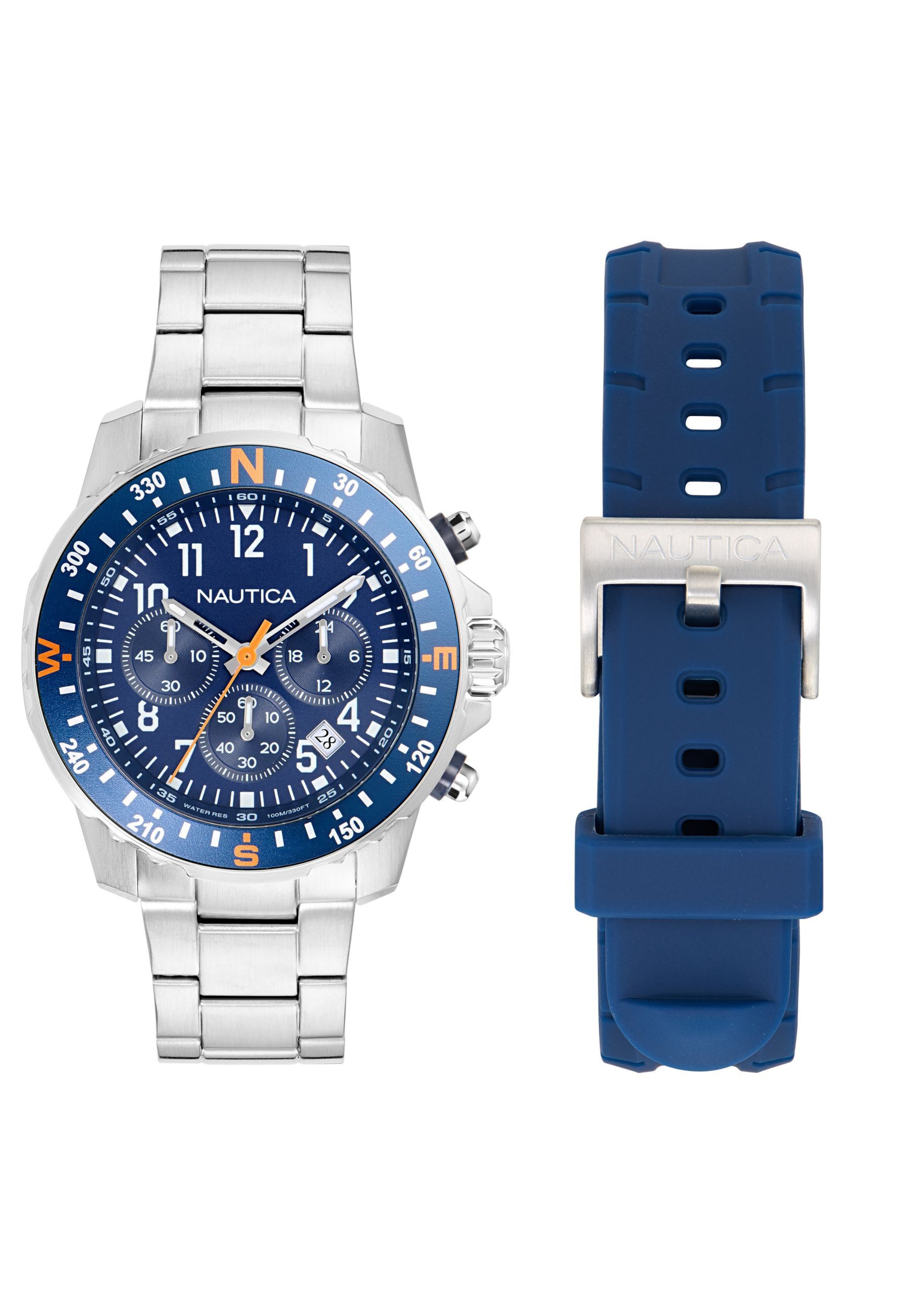 Montre à affichage analogique NAUTICA en argent : devant