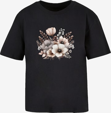 F4NT4STIC T-Shirt 'Blumenstrauß Boho' in Schwarz: Vorderseite