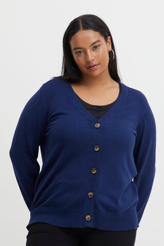 Fransa Curve Strickjacke 'BLUME' in Blau: Vorderseite