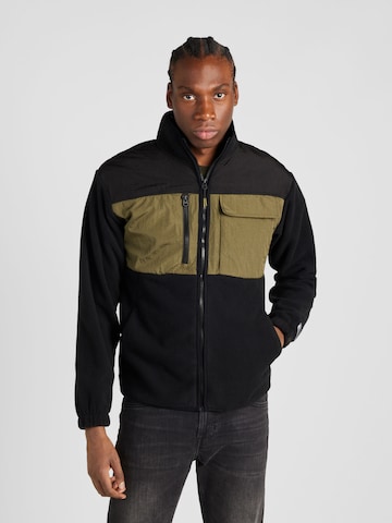 JACK & JONES Zip-Up Hoodie 'LANDSCAPE' in Black: front