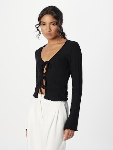 Gina Tricot Knit Cardigan 'Mina' in Black: front