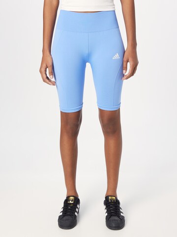 ADIDAS SPORTSWEAR Skinny Sports trousers 'Seamless' in Blue: front