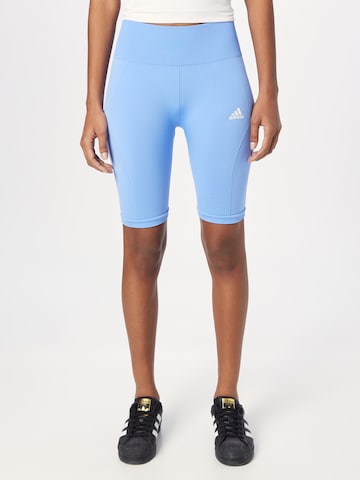 ADIDAS SPORTSWEAR - Skinny Calças de desporto 'Seamless' em azul: frente