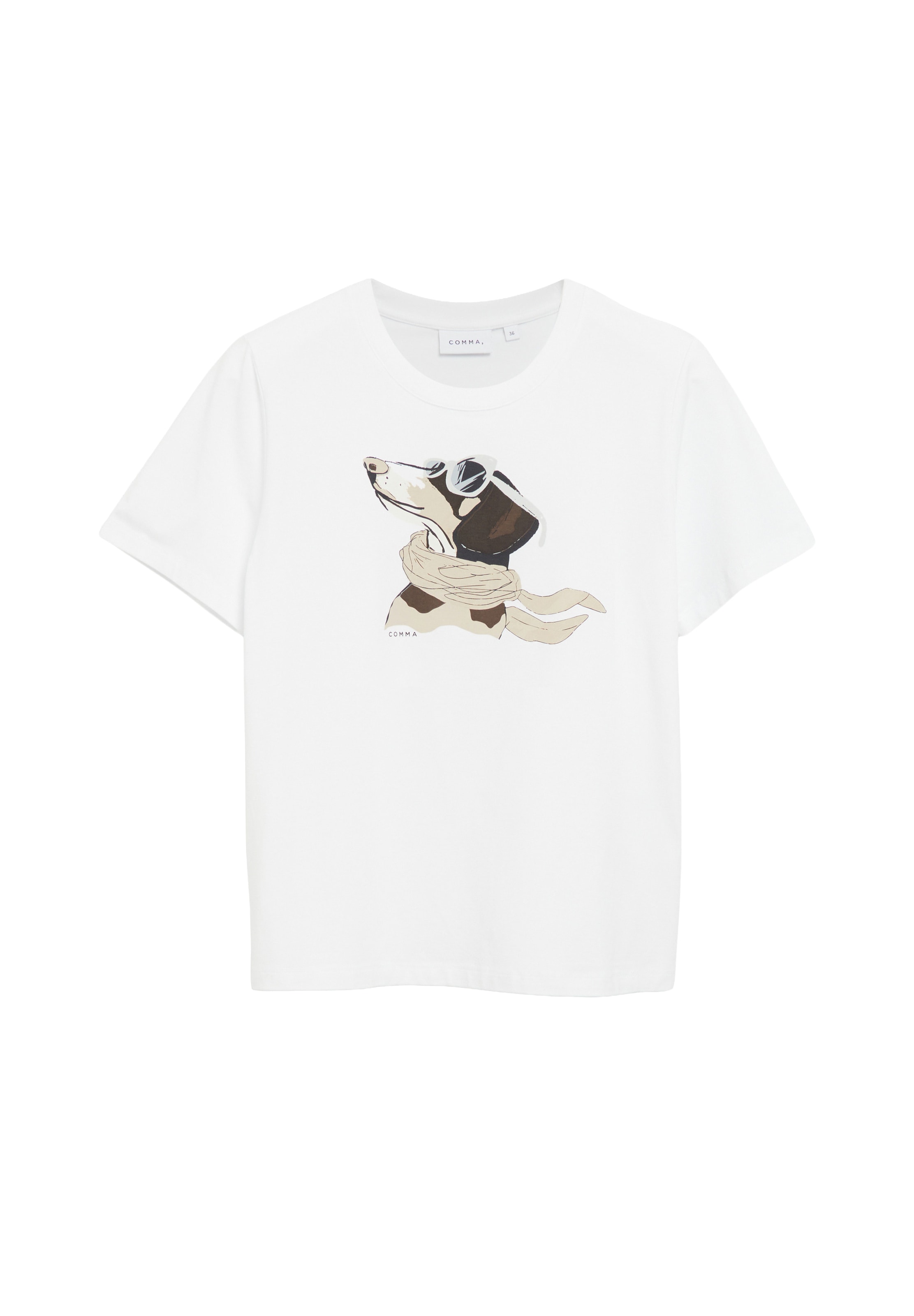 Tricou de la COMMA pe alb: față