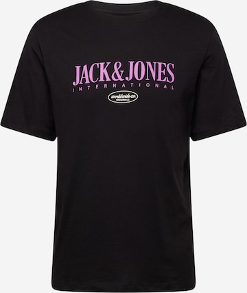 melns JACK & JONES T-Krekls 'LUCCA': no priekšpuses